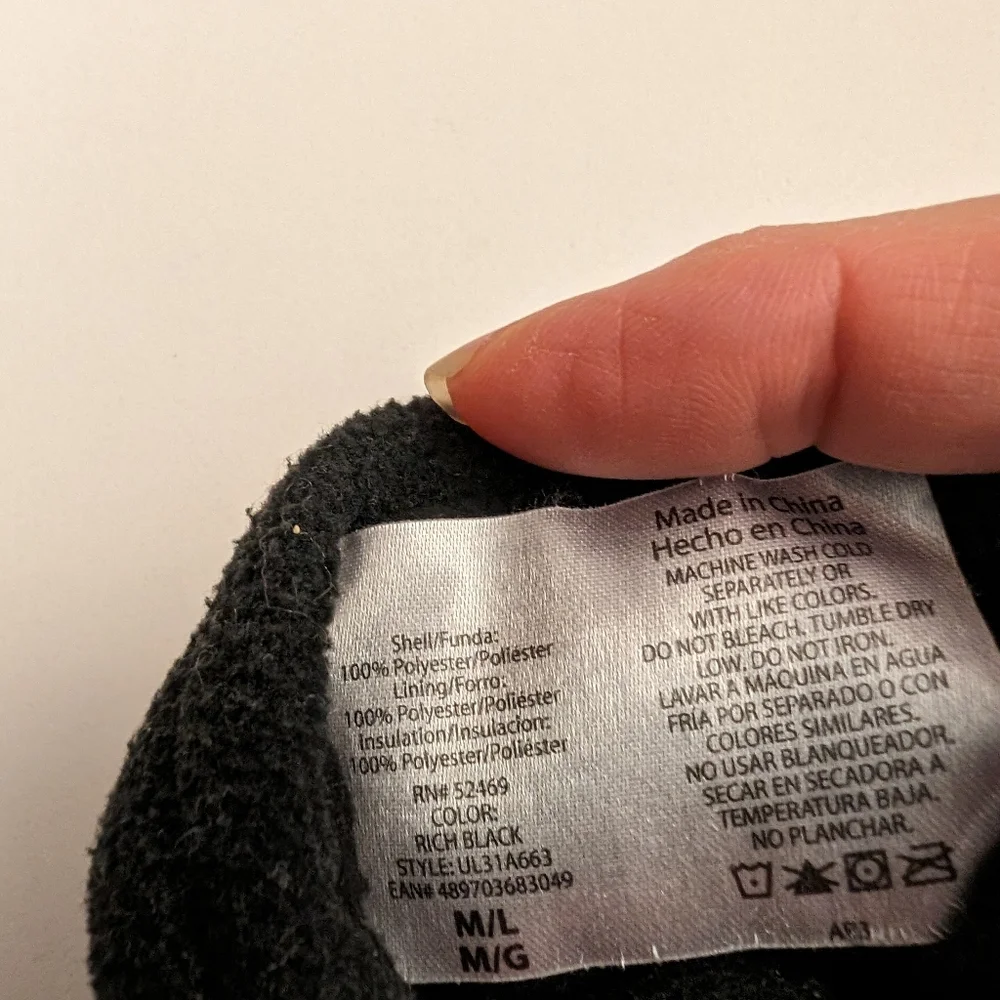 Black fleece Thinsulate fleece gloves Size M, Fuzzy, warm